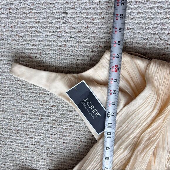 J Crew Bridesmaid Dress Heidi Silk Chiffon Ivory Champagne Size 10 Tall NEW - Picture 12 of 14